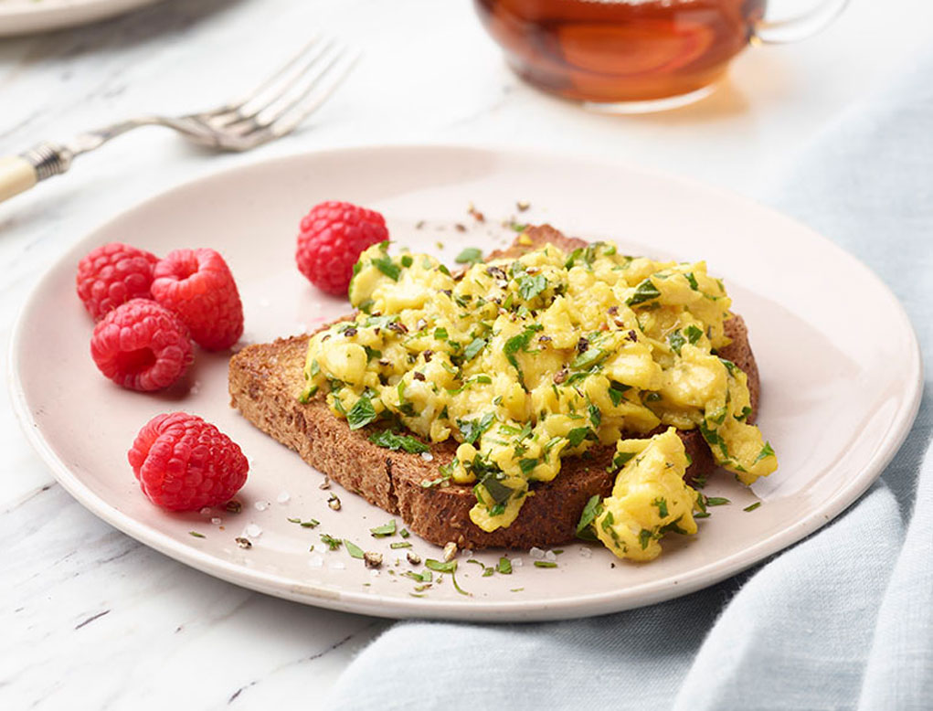 Herbed Soft Scrambled Eggs on Toast