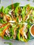 Chicken and Cucumber Lettuce Wraps with Peanut Sauce 