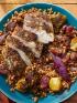 Za’atar Chicken & Farro with Roasted Grapes, Onion & Brussels Sprouts 