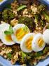 Roasted Broccoli & Fregola Sarda with Hard-Boiled Eggs & Tahini Dressing