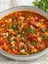 A bowl of vegan chili for a diabetic diet of plant powered protein