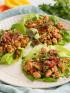 A plate of vegan lettuce wraps and tofu for a vegetarian healthy diabetic lunch