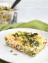 Hearty Breakfast Spinach frittata slice on a plate