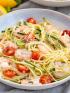 Shrimp Scampi Spaghetti with Zucchini Noodles and Fresh Tomatoes