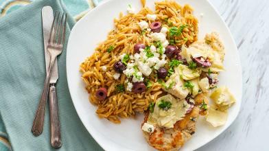 Mediterranean Chicken with Artichoke Topping