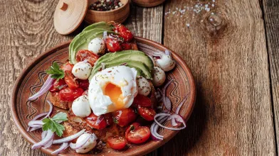 Baked Egg with Avocado, Tomato, and Citrus Salad