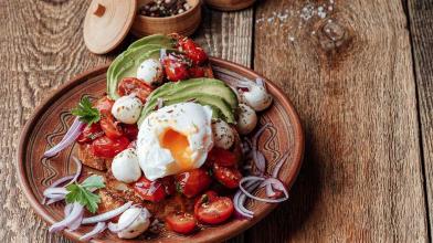 Baked Egg with Avocado, Tomato, and Citrus Salad