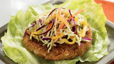 Budget-Friendly Veggie Burgers with Mango Slaw
