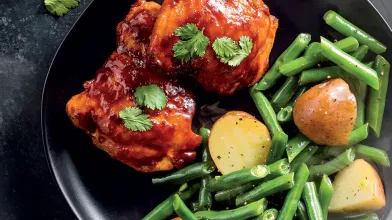 Smoky Pan Roasted Chicken with Potatoes and Beans