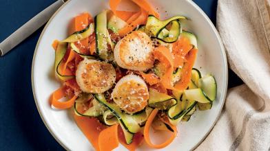 Pan-Seared Scallops with Vegetable Ribbons