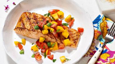 Grilled Salmon with Mango and Tomato Salsa