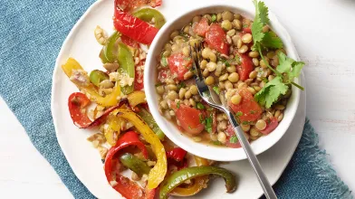Moroccan Lentils with Stewed Tomatoes
