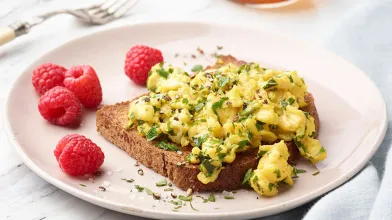Herbed Soft Scrambled Eggs on Toast