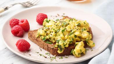 Herbed Soft Scrambled Eggs on Toast
