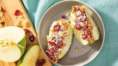 Peanut Butter, Cranberry, and Walnut Apple Slices