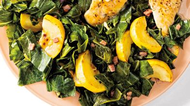 Collard Greens with Yellow Squash