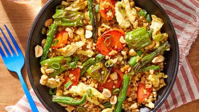 Vegetable & Freekeh "Fried Rice" with Shishito Peppers and Peanuts