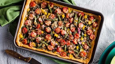 Roasted Veggie Pizza on Phyllo Crust
