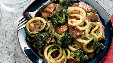 Beef and Broccoli over Zucchini Noodles