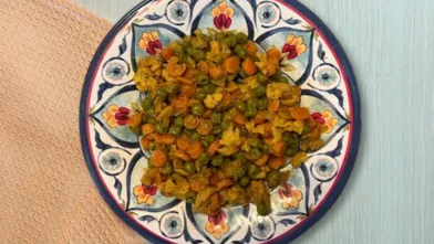 A dish of Vegetarian Pakistani Korma for diabetes friendly eating