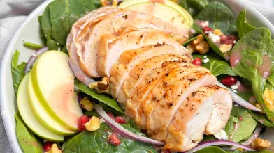 Roasted Chicken Salad with Apples and Pomegranate Dressing