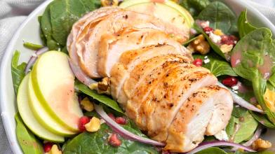 Roasted Chicken Salad with Apples and Pomegranate Dressing