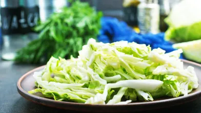 Chopped cabbage on plate