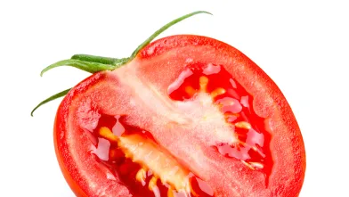 Ripe tomato cut in half