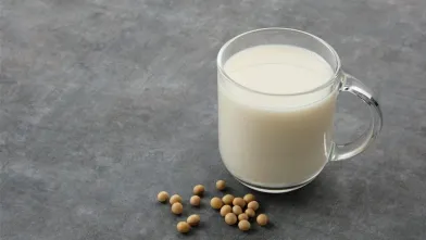 a glass of plain soymilk
