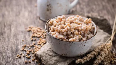a bowl of cooked barley