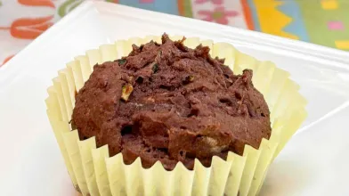 a zucchini black bean muffin on a plate
