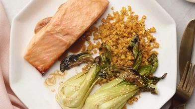 Sheet Pan Miso Salmon and Sesame Bok Choy