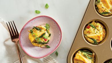 Crustless Asparagus & Pepper Mini Quiche