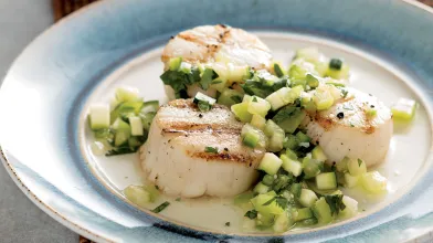 Grilled Scallops with Chunky Salsa Verde