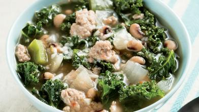 Kale Soup with Turkey and Beans 