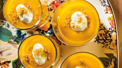 Parfait de pudín de calabaza con galletas de jengibre