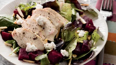 Roasted Beet and Chicken Salad with Goat Cheese