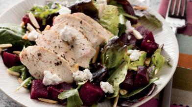 Roasted Beet and Chicken Salad with Goat Cheese