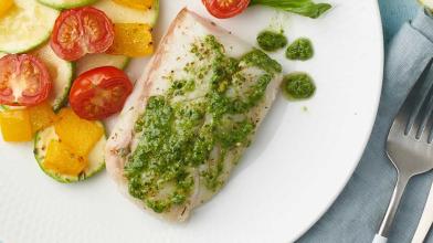 Spinach Pesto Halibut