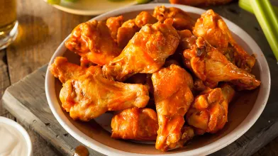 Baked Hot Wings with Cilantro Lime Dip