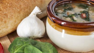 Creamy White Bean Soup with Basil and Olive Oil