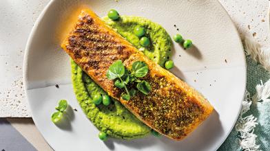 Salmon with Pea Puree