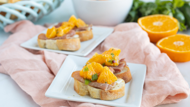 Mandarin Salsa and Prosciutto Bruschetta 