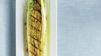 Grilled Romaine Hearts With Champagne-Mustard Vinaigrette