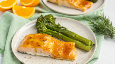 Orange-Rosemary Glazed Salmon with Broccolini