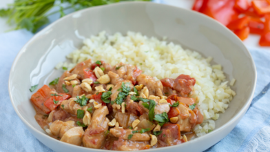 Peanut Chicken with Cauliflower Rice