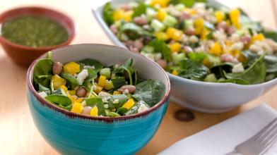 Pinto Bean, Brown Rice and Spinach Salad