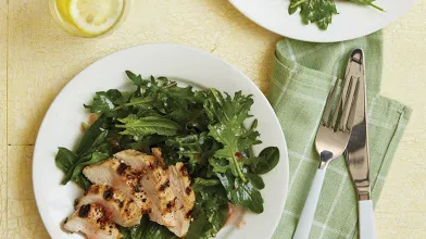 Chicken Kale Salad with Fresh Ginger Dressing