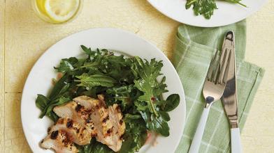 Chicken Kale Salad with Fresh Ginger Dressing