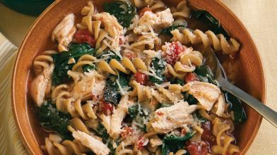 Chicken, Pasta, And Spinach Soup